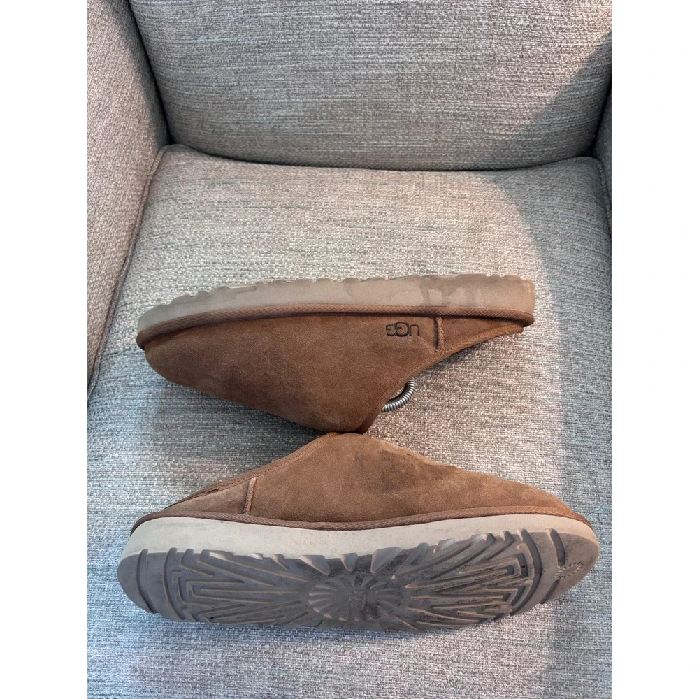 UGG Classic Slip-On Suede Slippers‎ Chestnut Brown Sheepskin Lining  Mens 11